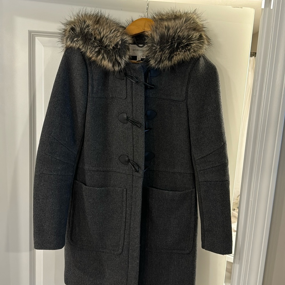 BCBG grey peacoat XS